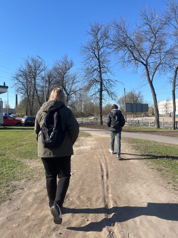 Morning scenes captured near Saint Petersburg apartment complex