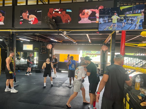Selfies inside a Chalong boxing gym