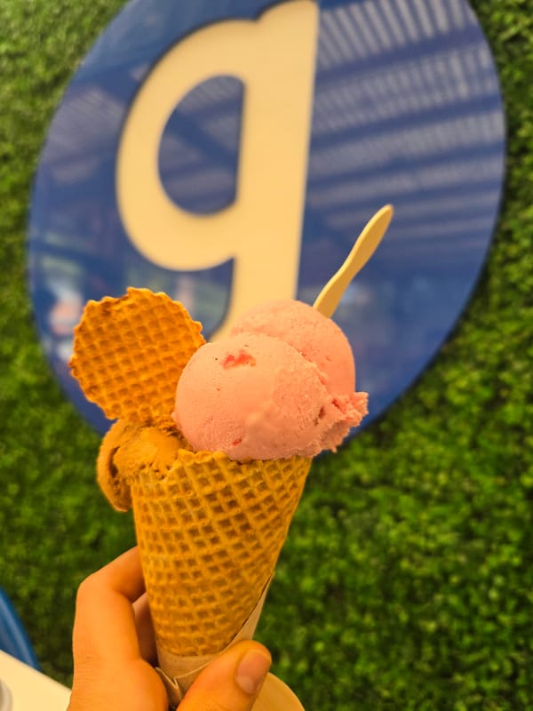 Person enjoys ice cream cone in Puente Alto, Chile