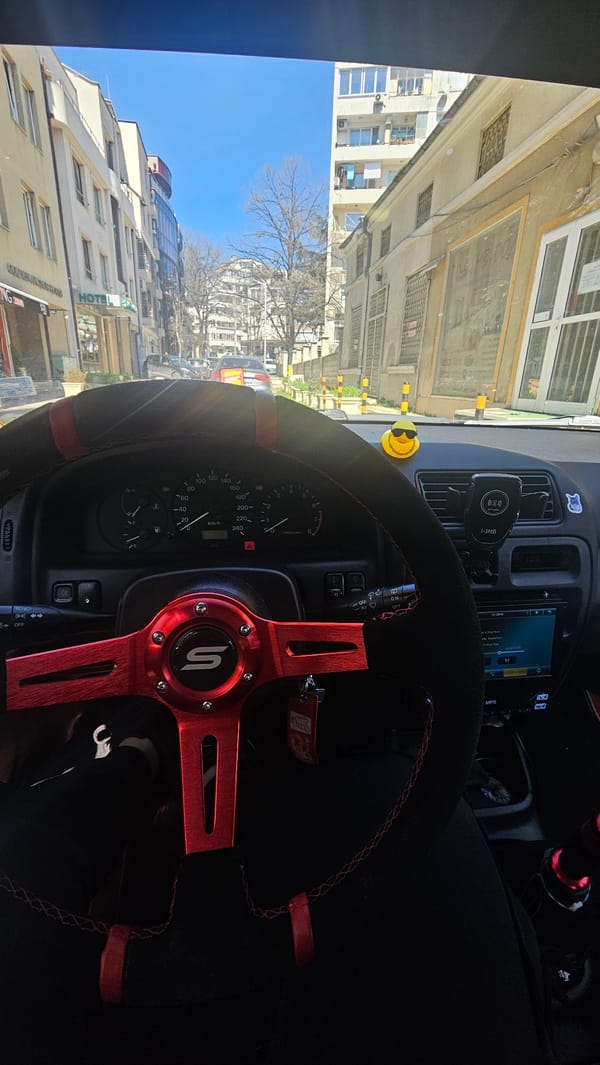 Driver's view captured from vehicle interior in Varna, Bulgaria