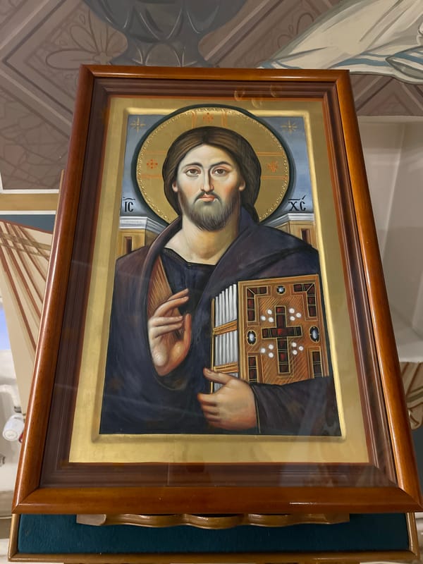 Religious icon of Jesus Christ observed in Moscow interior