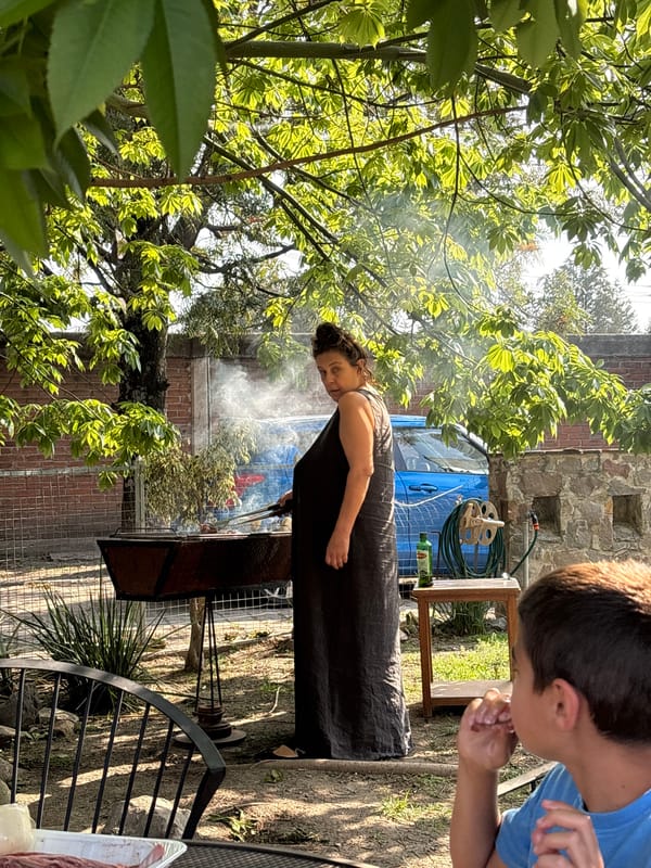 Family barbecue dinner gathering in San Bernardino Tlaxcalancingo