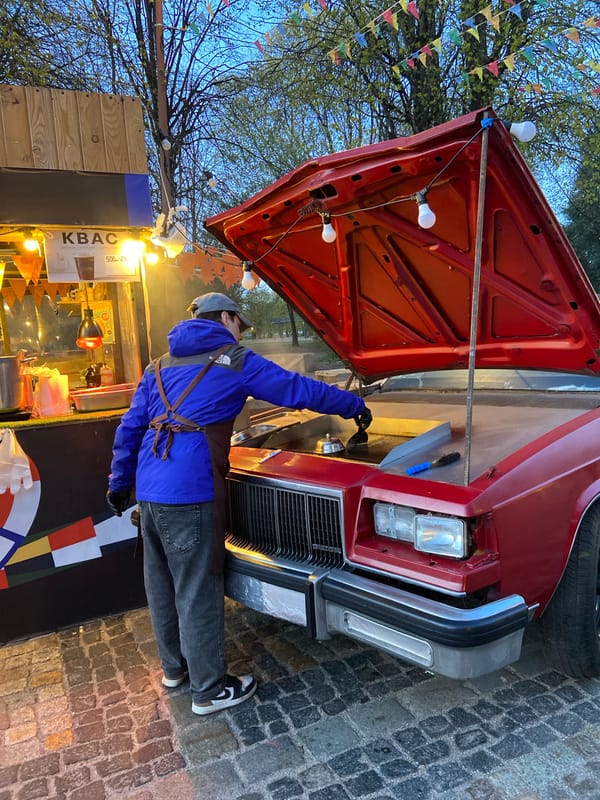 Evening market scene observed in Kaliningrad, Russia