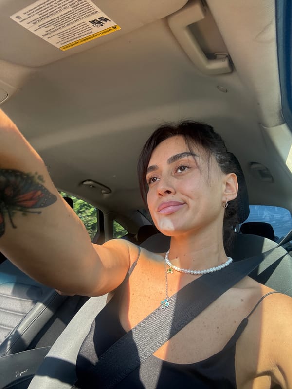 Selfie moment inside a car cruising through Tbilisi