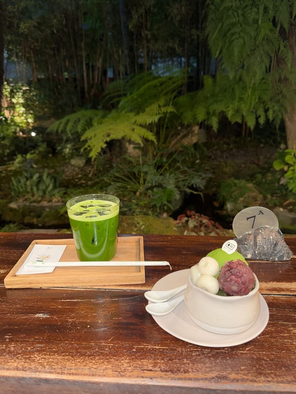 Diner documents matcha tea and dessert experience in Chiang Mai