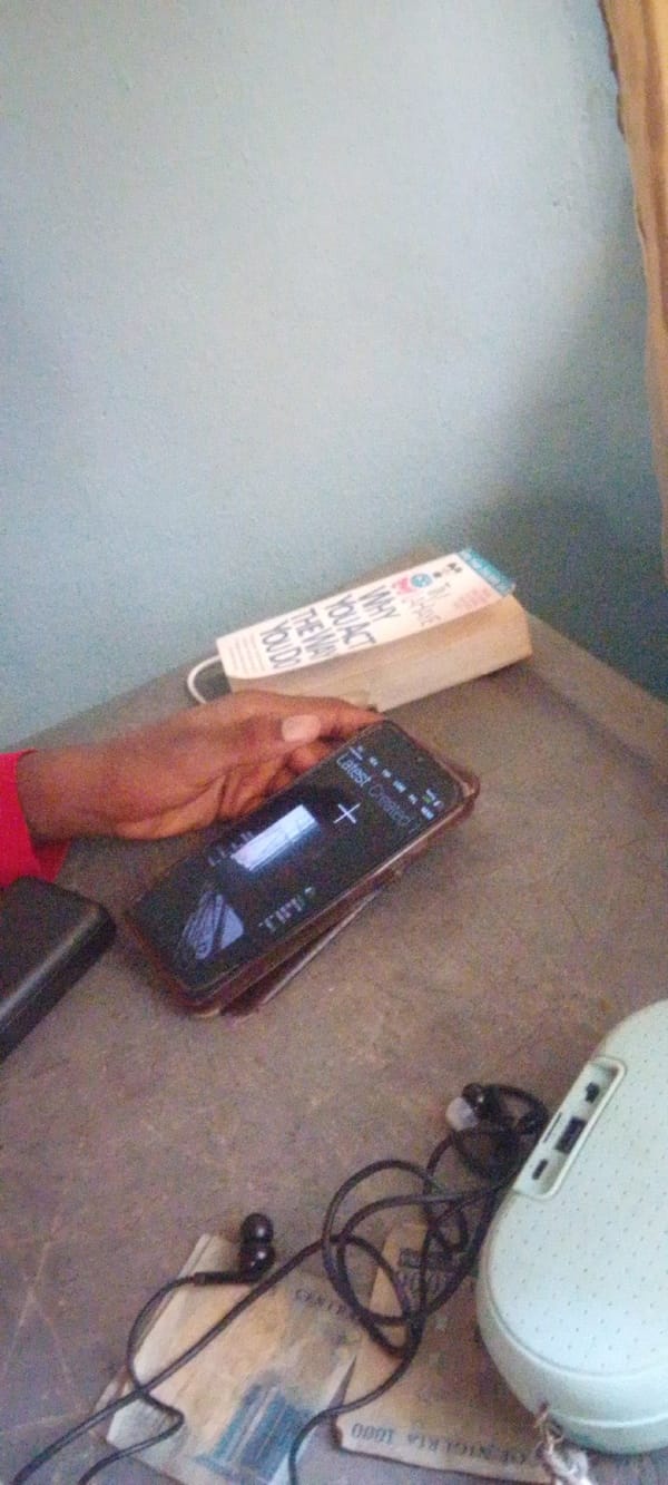 Indoor gathering in metal-roofed room with phone activity