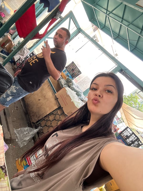 Selfies and street food at a Sliven market morning