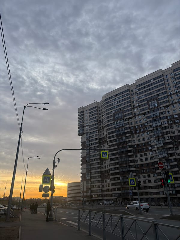 Evening street documentation captured in Saint Petersburg residential district