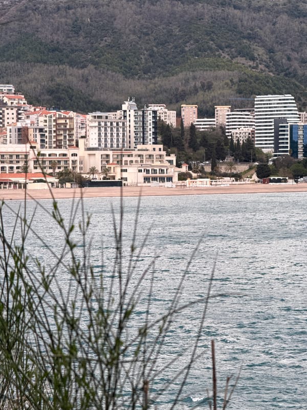Coastal recreation and sightseeing documented along Montenegro's Adriatic shore