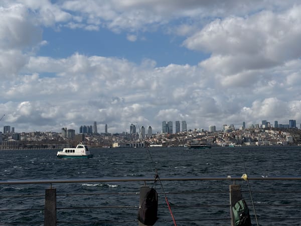 Bosphorus waterfront view captured from Üsküdar under cloudy skies