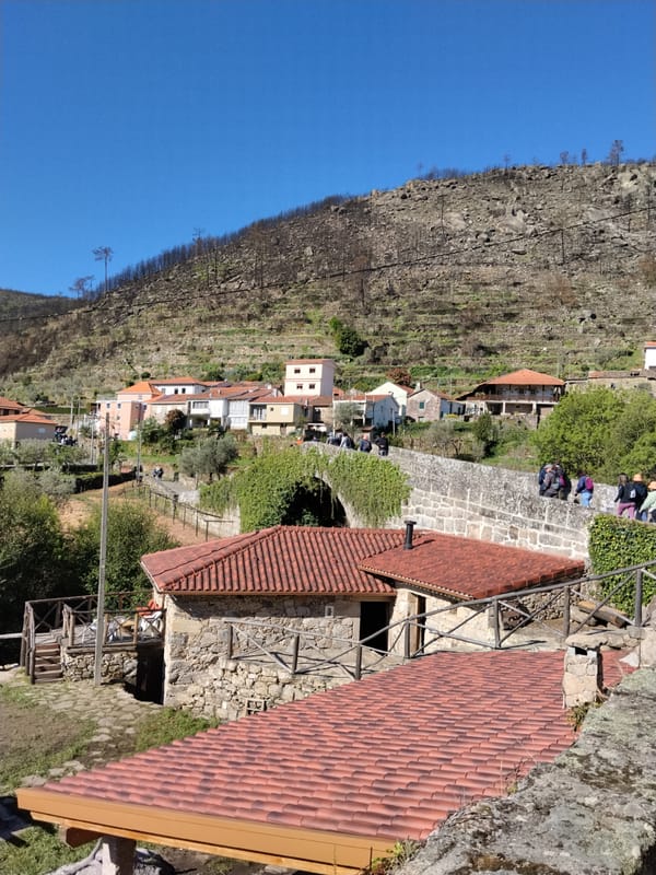 Fire damage visible on hillside near Tarouca, Portugal village