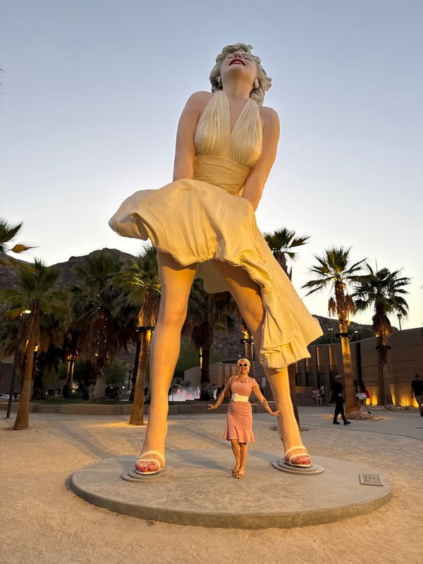 Evening street fair around the Forever Marilyn statue in Palm Springs