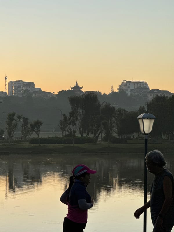 Quiet evening life along Xuan Huong Lake, Da Lat