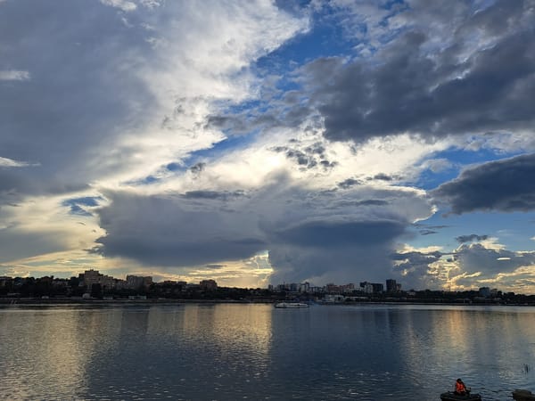 Stormy skies and wildlife along the Angara River, Irkutsk