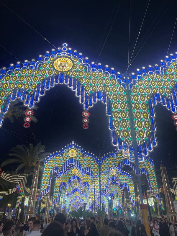 Festival lights illuminate Jerez De La Frontera street