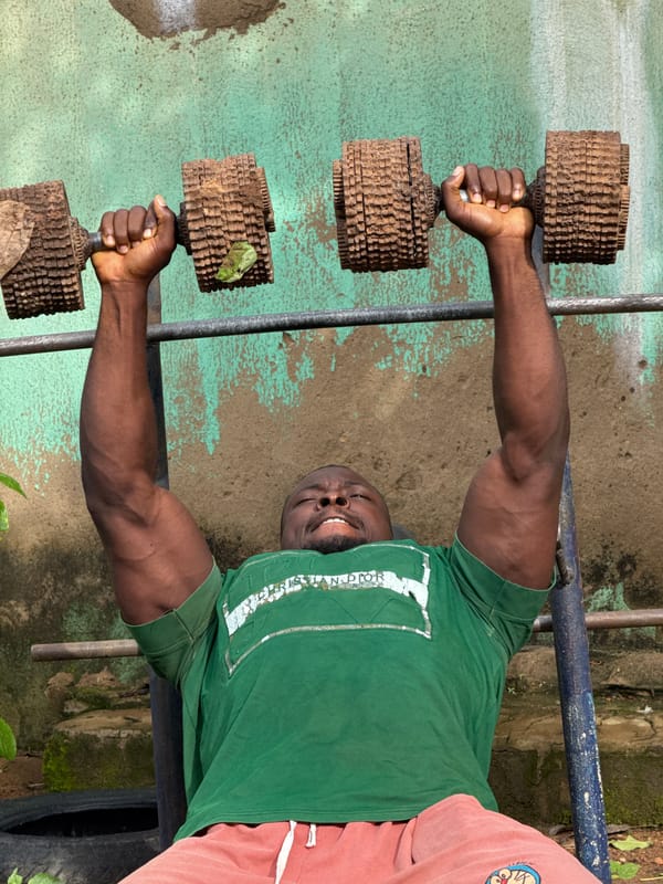 Improvised outdoor gym session in Akwanga, Nigeria