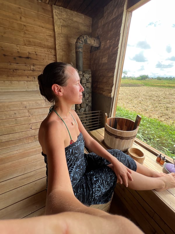 Morning leisure activities captured across Ubud's rice paddies