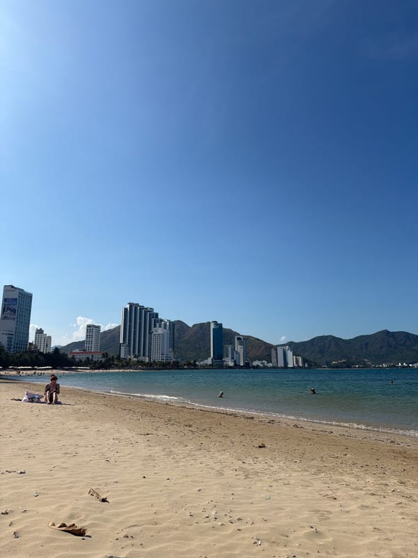Morning beach scenes documented in Nha Trang, Vietnam