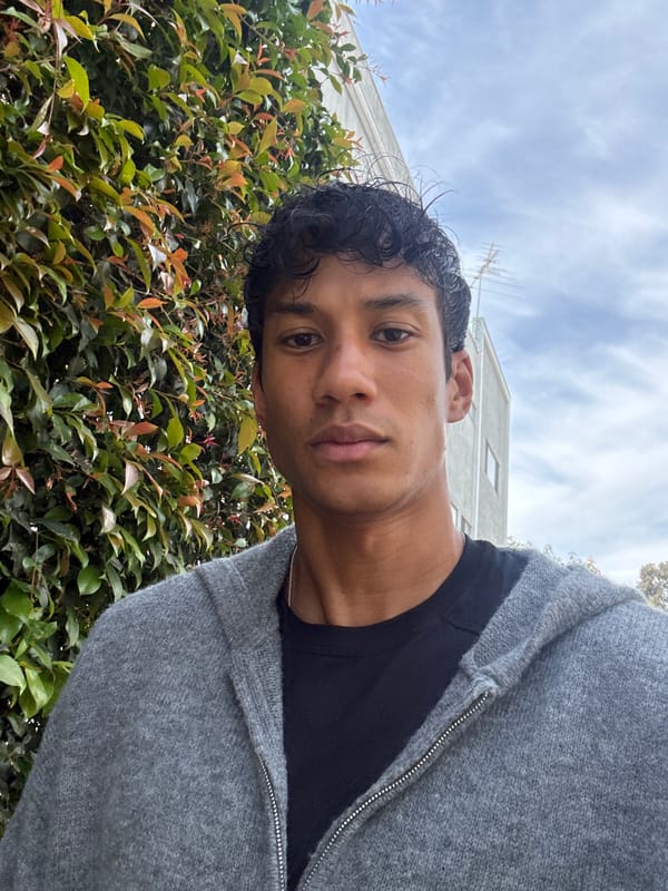 Man takes tilted selfie outdoors in Los Angeles