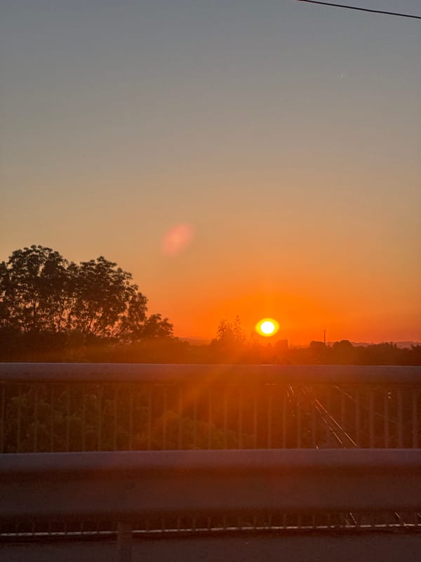 Sofia bridge offers a vivid orange-blue sunset