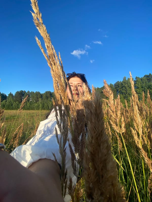 Portrait series in tall golden grass, Berkuty, Russia