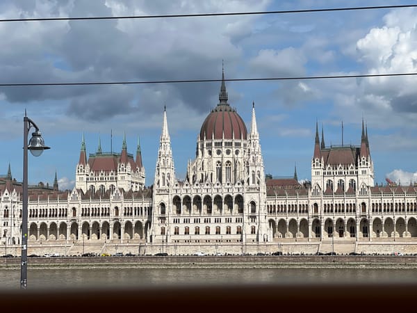 Hungarian Parliament Building photographed from Danube River viewpoint