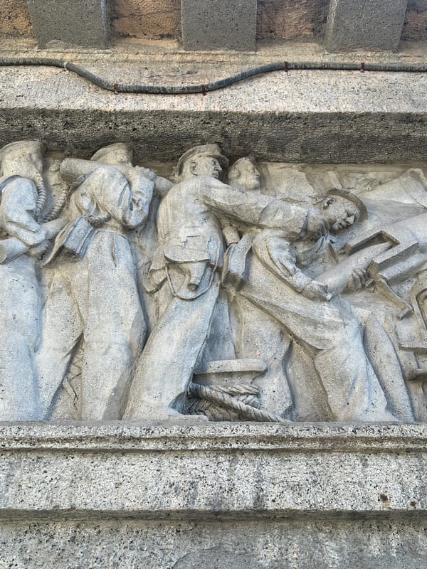 Naval uniform, stone sculptures documented in Saint Petersburg