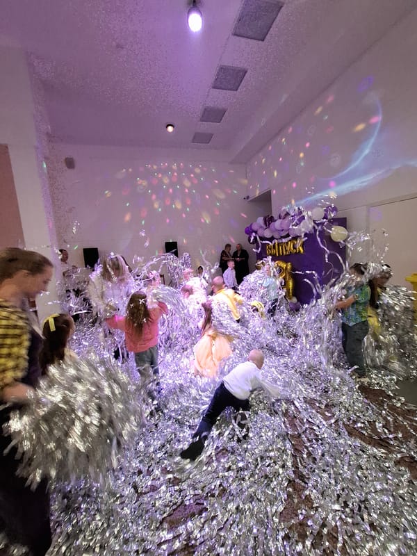 Children's celebration with confetti held in Markovskii, Russia