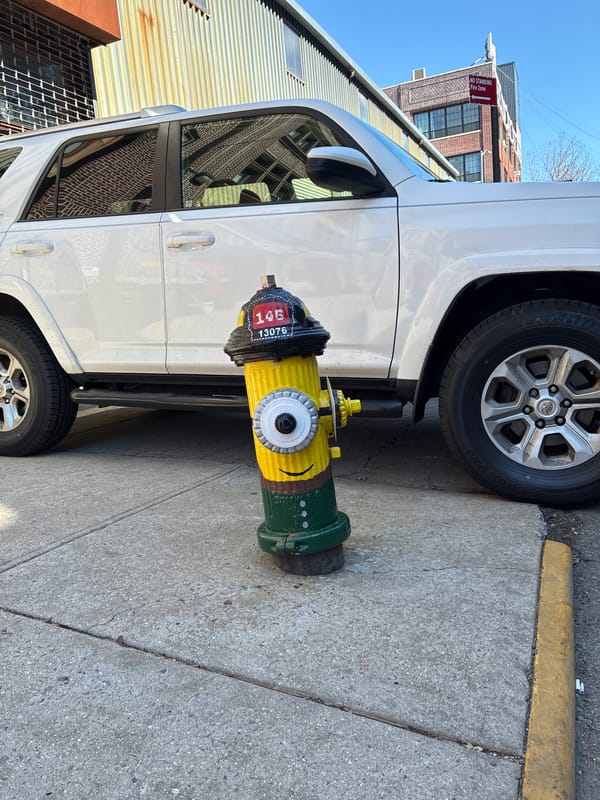 Black and yellow fire hydrant spotted on NYC sidewalk