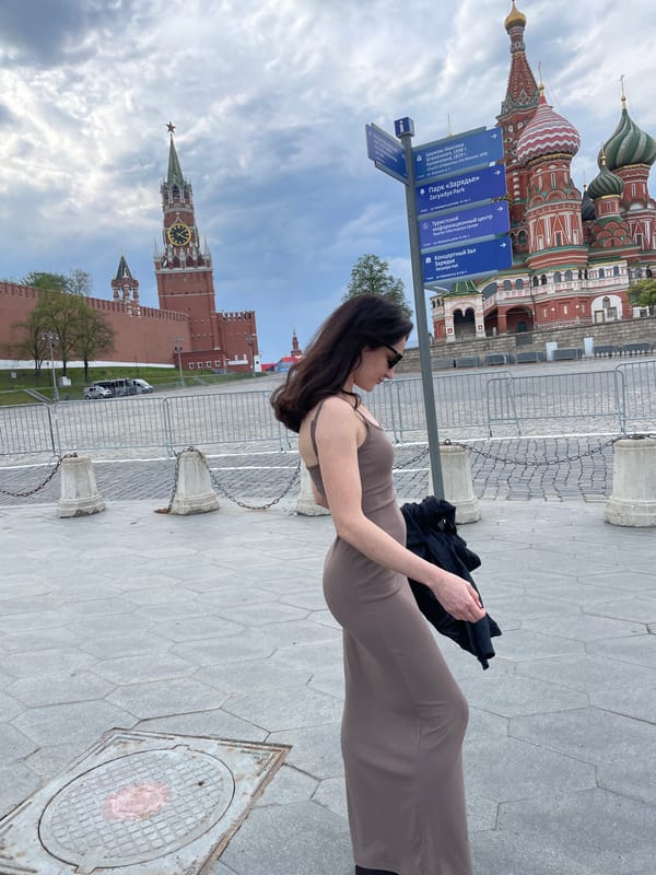 Woman visits Red Square amid Moscow landmarks