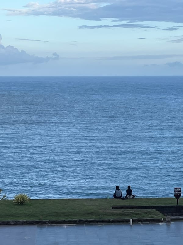 Morning visitors enjoy ocean views at Kuta Selatan cultural park