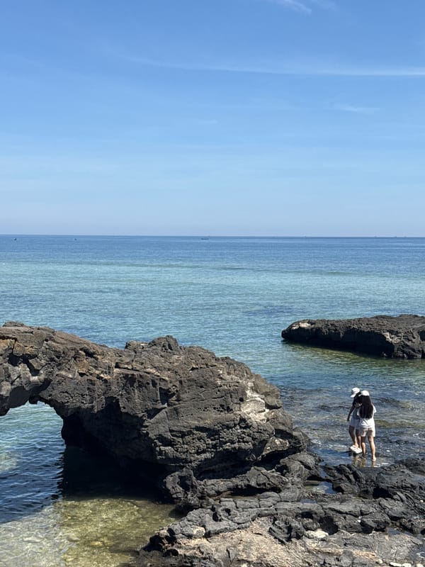 Exploring Lý Sơn Island's volcanic coast and harbor
