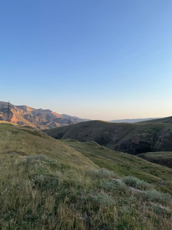Dry hills and open terrain around Mailuu-Suu, Kyrgyzstan