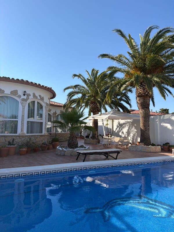 Decorative pool with dolphin design observed in Mont-roig del Camp