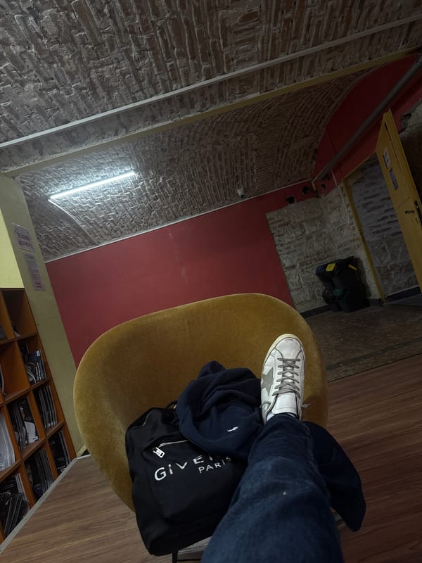 Person waits in indoor common area in Ruse, Bulgaria