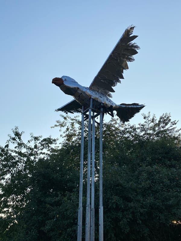 Two quirky outdoor sculptures spotted in Korb, Germany