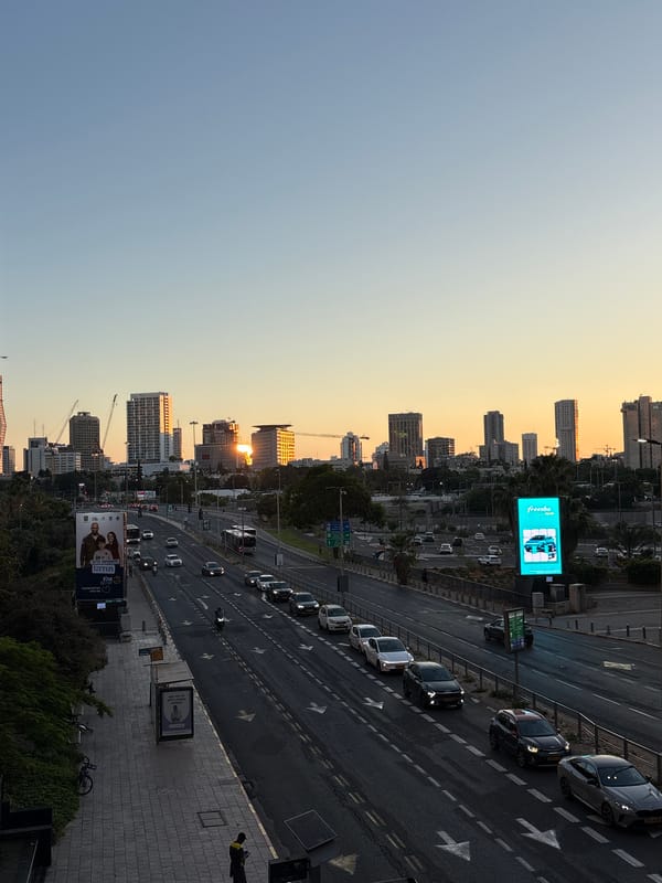 Ramat Gan skyline glows at golden hour