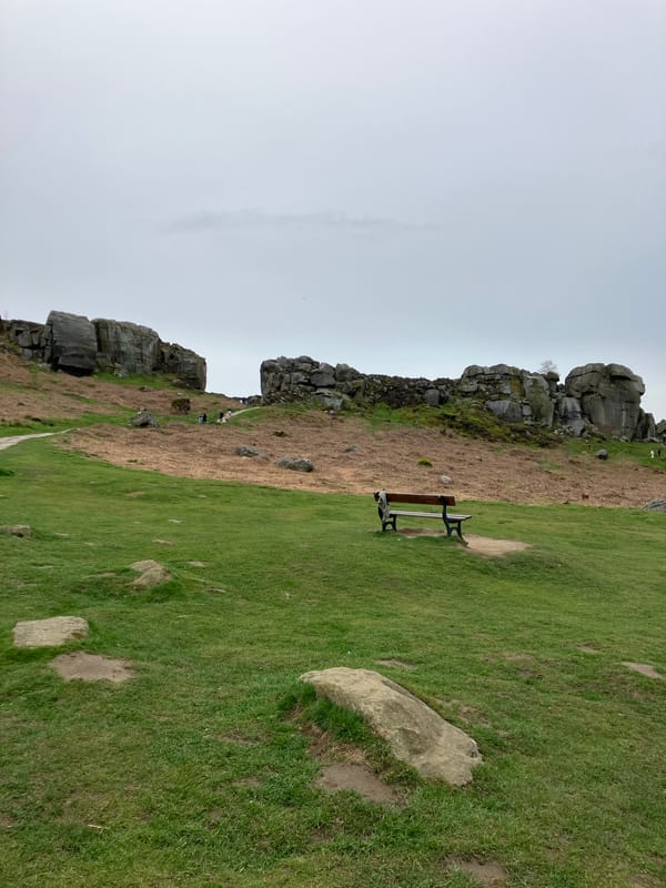 Rocky outcrop documented under grey skies in Bradford