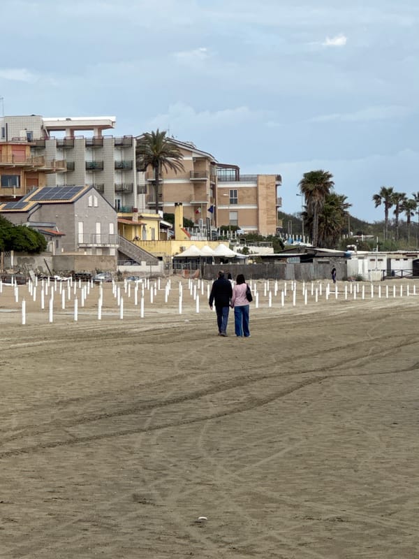 Afternoon beach life documented in Nettuno, Italy