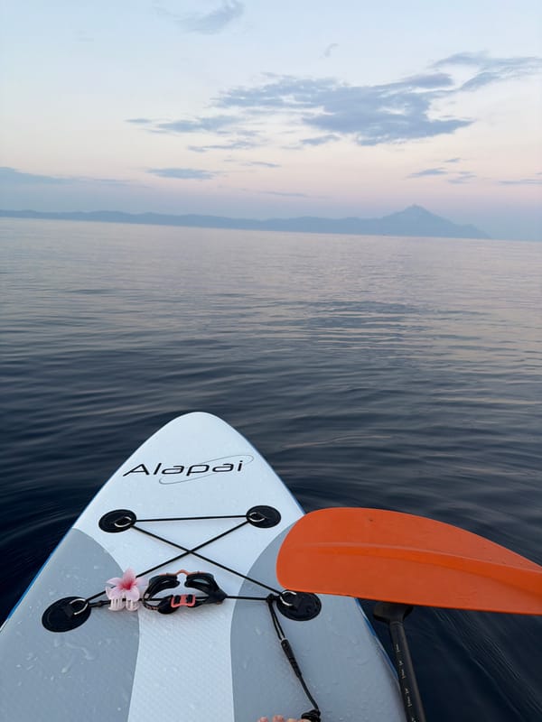 Sunset over the Aegean Sea, Toroni coastline, Greece