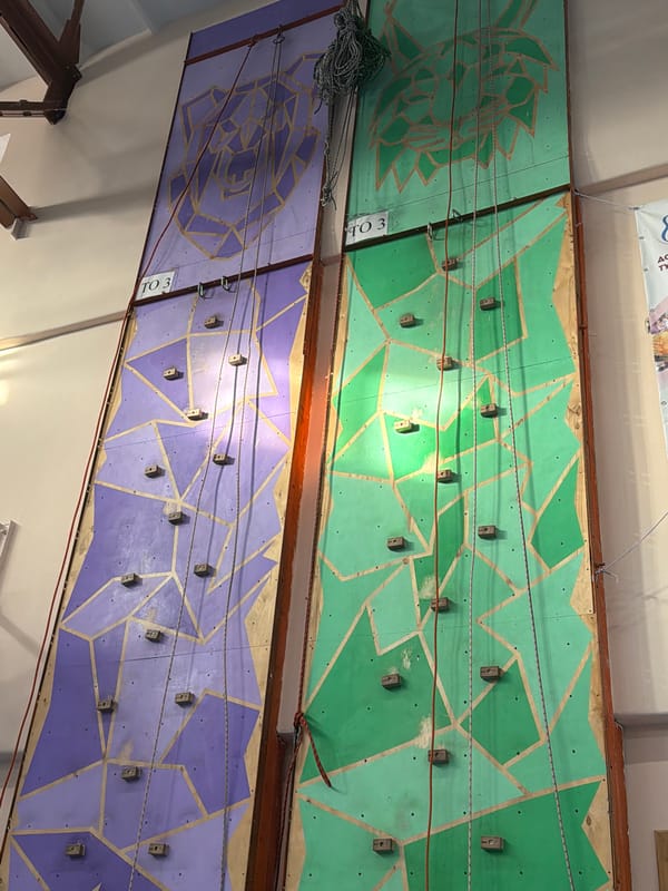Indoor climbing session with rappelling at Berezniki gymnasium