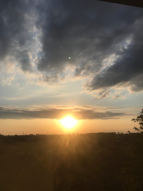 Dramatic sunrise or sunset documented over Kharkiv, Ukraine
