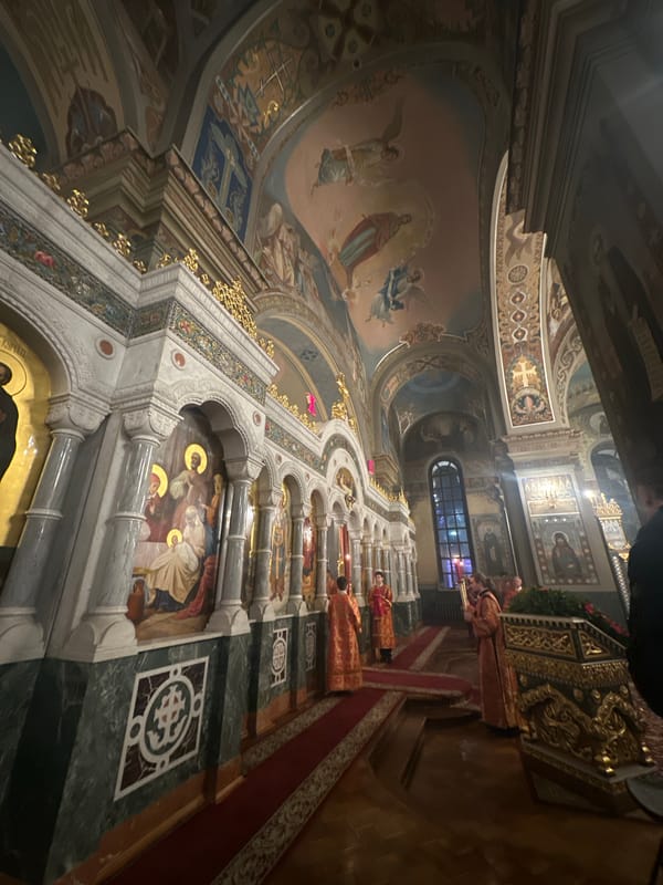 Evening Orthodox service held at All Saints Cathedral in Tula