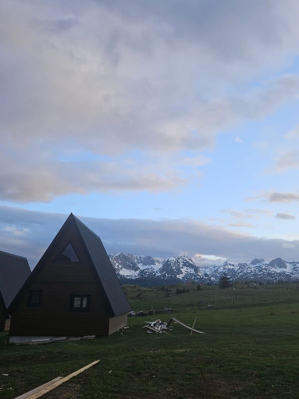 A-frame house spotted amid Montenegro's snowy mountain landscape