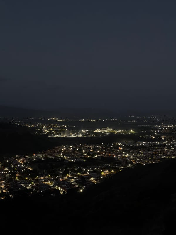 Turmero, Venezuela lit up at night from the hillside