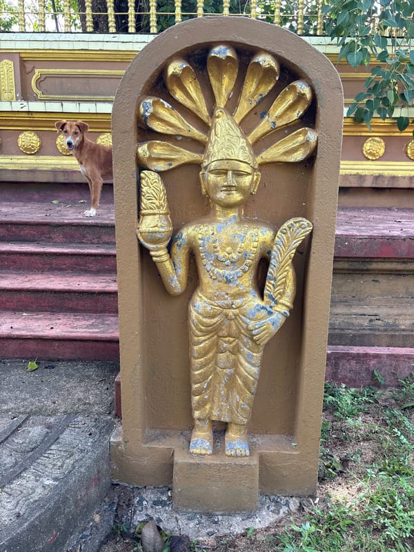 Visitor documents Buddhist temple complex features in Thalaramba, Sri Lanka