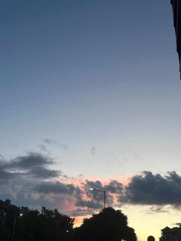 Dusk clouds roll across the Sofia sky