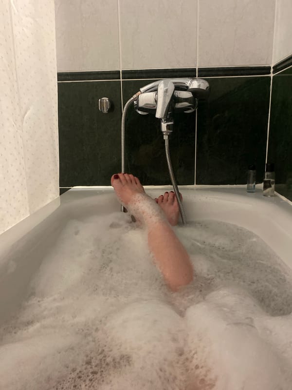 Morning bath time captured in Saint Petersburg bathroom