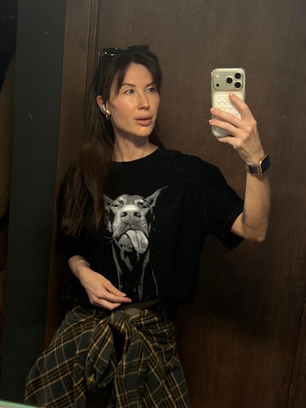 Woman takes mirror selfie in Perm, Russia