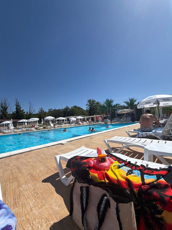 Sunny poolside scene at an outdoor facility in Gabrovo